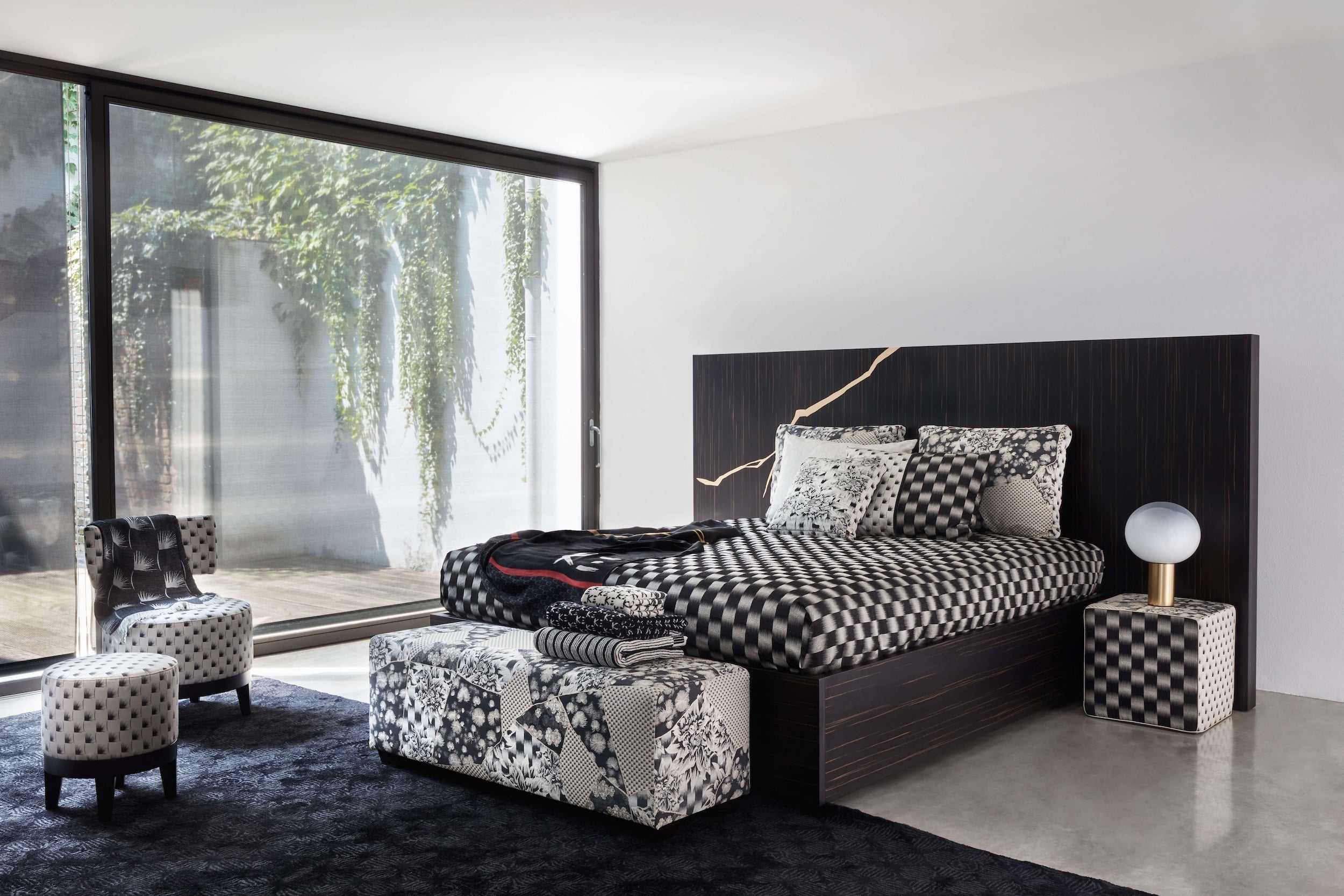Camille Black White Bench